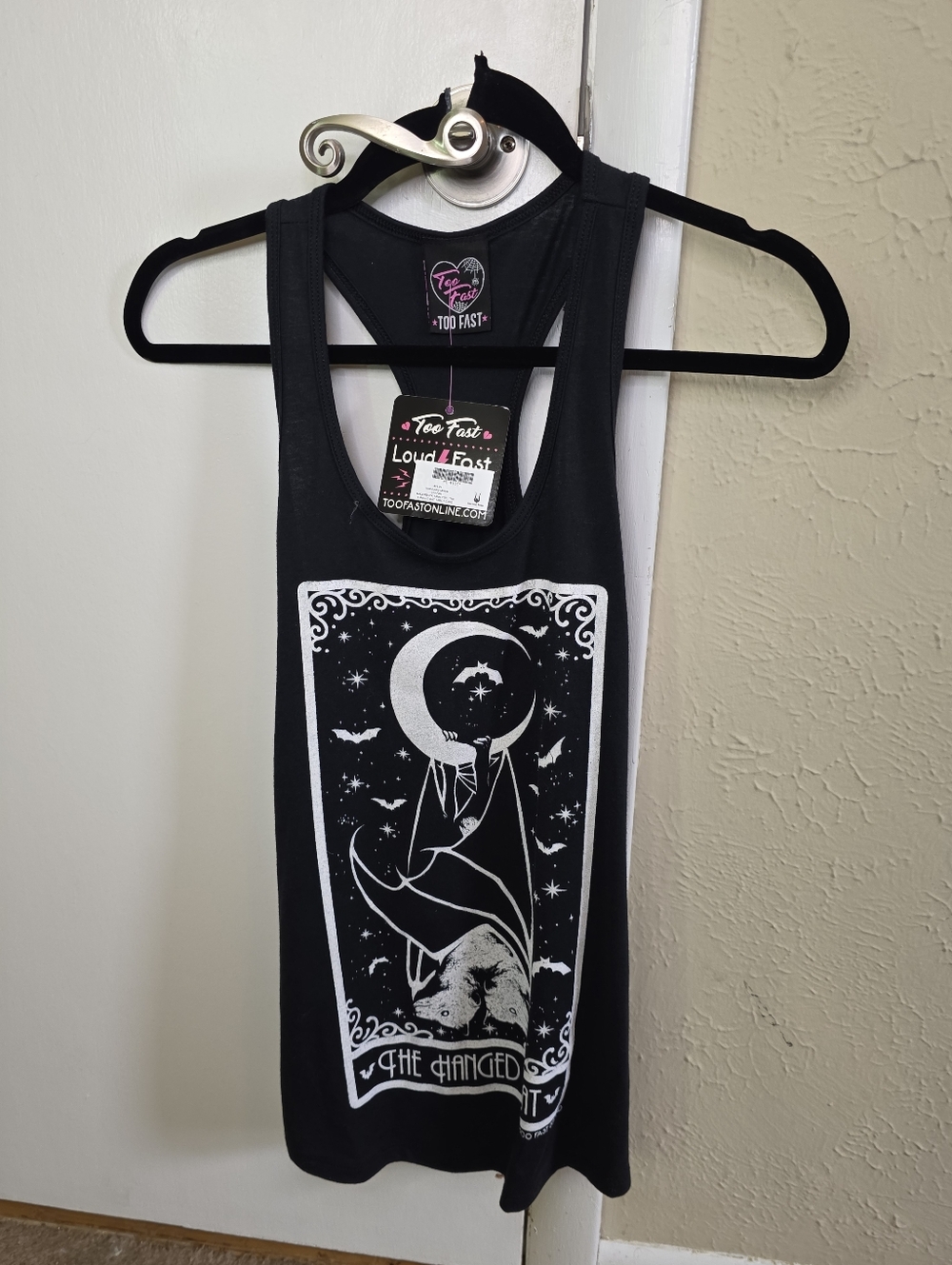 Too Fast Black Tank Top with Pink Heart Logo Small